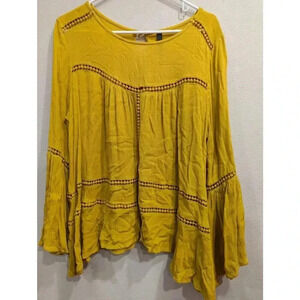 Women's mustard peasant blouse by Cirana size M